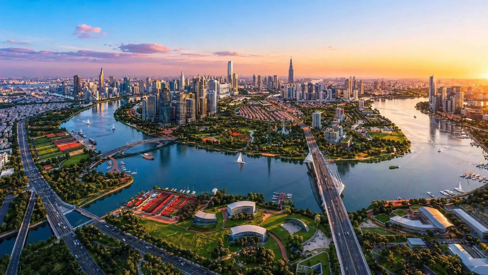 Sun thủ thiêm view từ bờ sông sài gòn