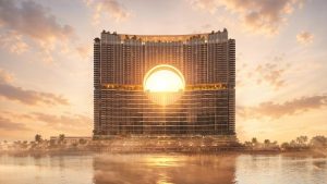 Phối cảnh tòa tháp khối đế Sun Galaxy Complex với thiết kế vòng tròn ánh sáng