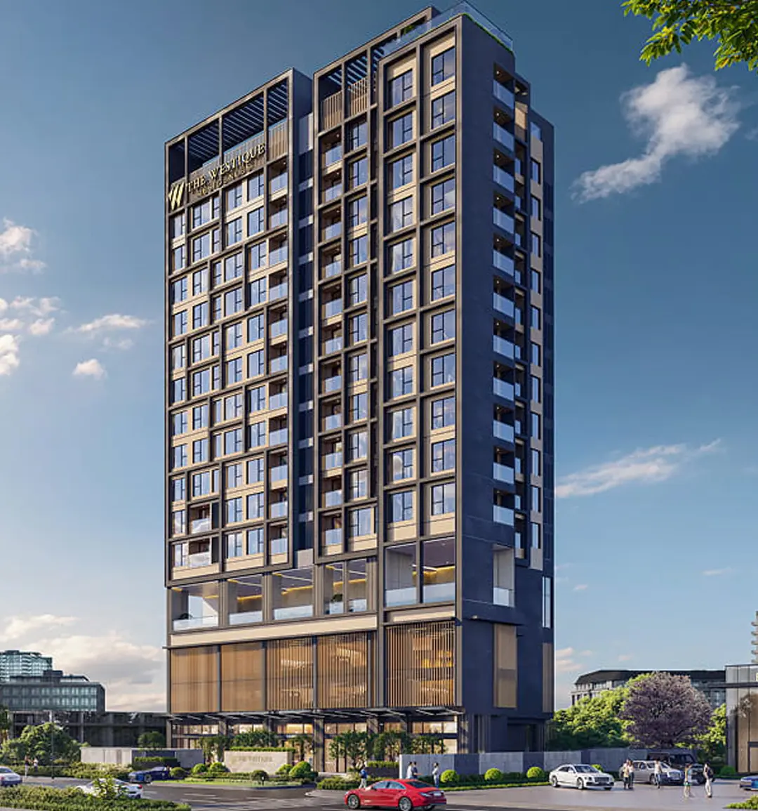 Cận cảnh mặt đứng tòa tháp The Westique Residences