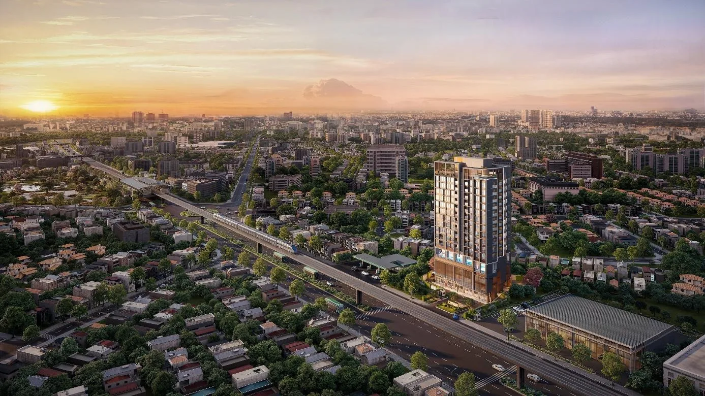 Phối cảnh tổng thể dự án The Westique Residences trên đường Kinh Dương Vương nhìn từ trên cao