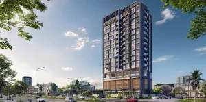 Phối cảnh tổng thể The Westique Residences nhìn từ đường Kinh Dương Vương
